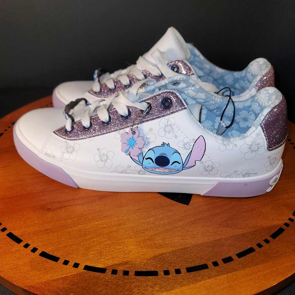 Disney Ground Up Lilo & Stitch Womens White Purple Glitter Ohana Sneakers Sz 11 - Picture 5 of 8